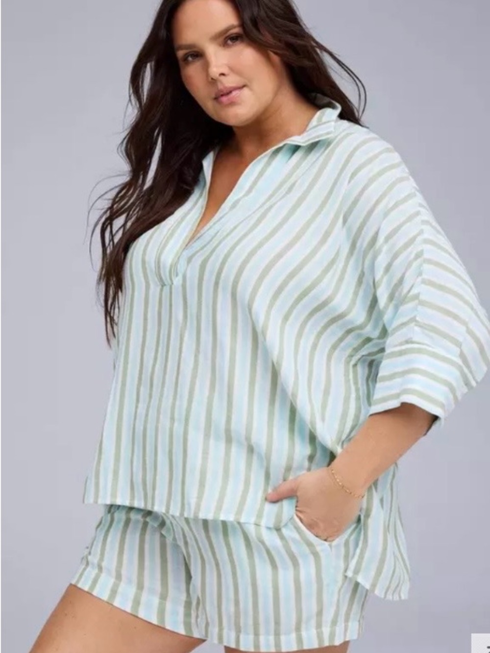 Torrid Belle Isle Cotton Linen Popover Tunic Blouse - Size 2X - EUC!